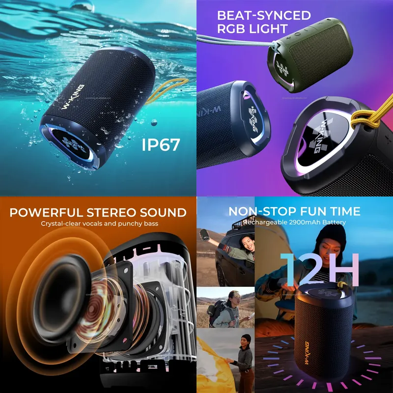 Bluetooth Speaker Waterproof - W-KING D110 RGB Bezprzewodowy Głośnik Bluetooth